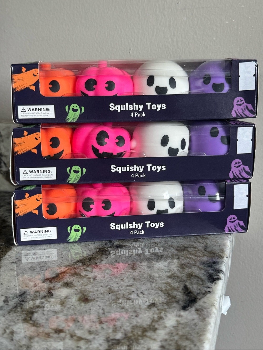 Squishy Toys 4-Pack Halloween Ghosts - Orange, Pink, White, Purple